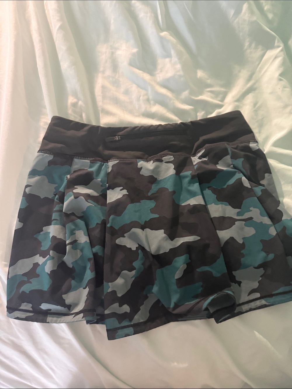 Camo Athletic Skort in Teal and Black
